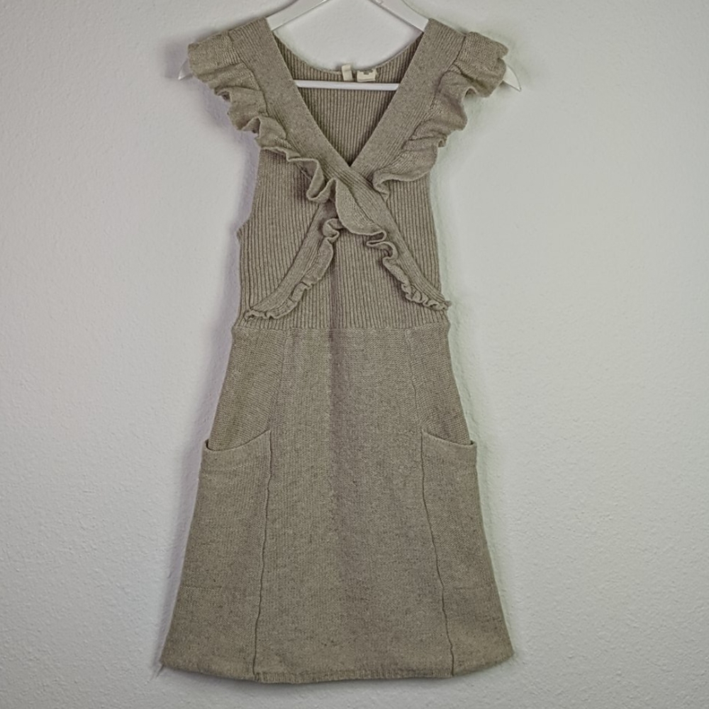 Anthro Moth Converging Roads Ruffle Sweater Dress - Picture 4 of 15